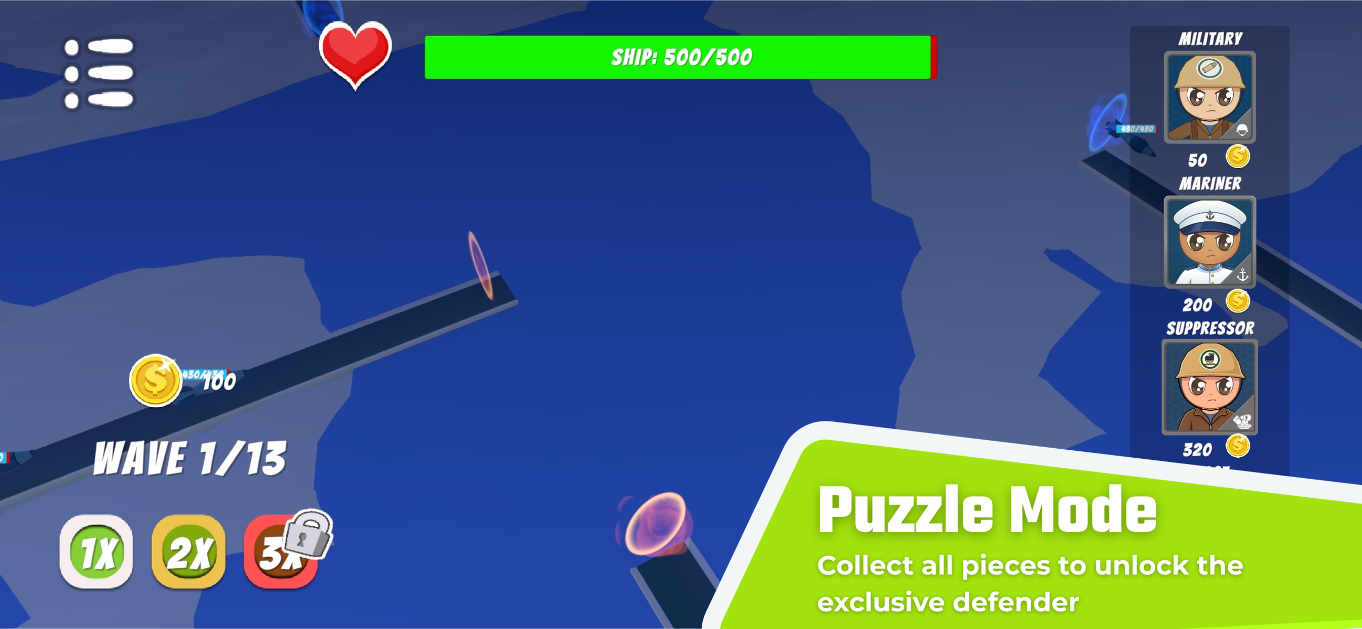 Yard Defense puzzle mode