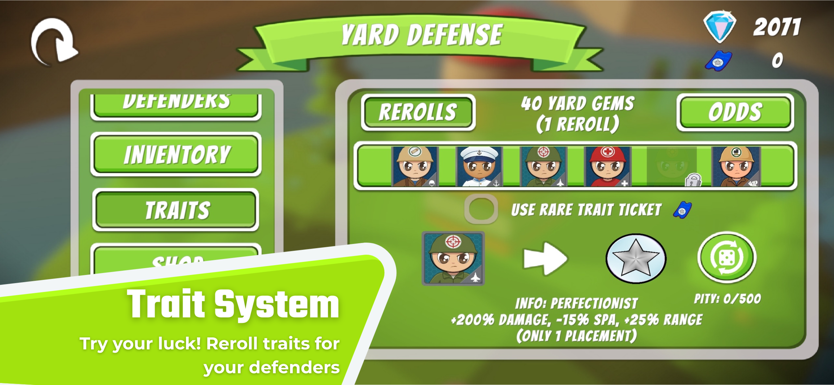 Yard Defense trait system